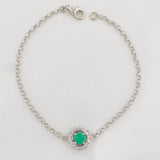 Pulso Aro Seguido Halo Esmeralda 0.38pts 2.15g / 18cm / 1.28mm Plata 925