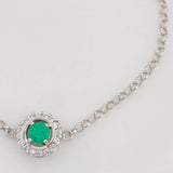 Pulso Aro Seguido Halo Esmeralda 0.38pts 2.05g / 17cm / 1.6mm Plata 925