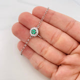 Pulso Aro Seguido Halo Esmeralda 0.38pts 2.15g / 18cm / 1.28mm Plata 925