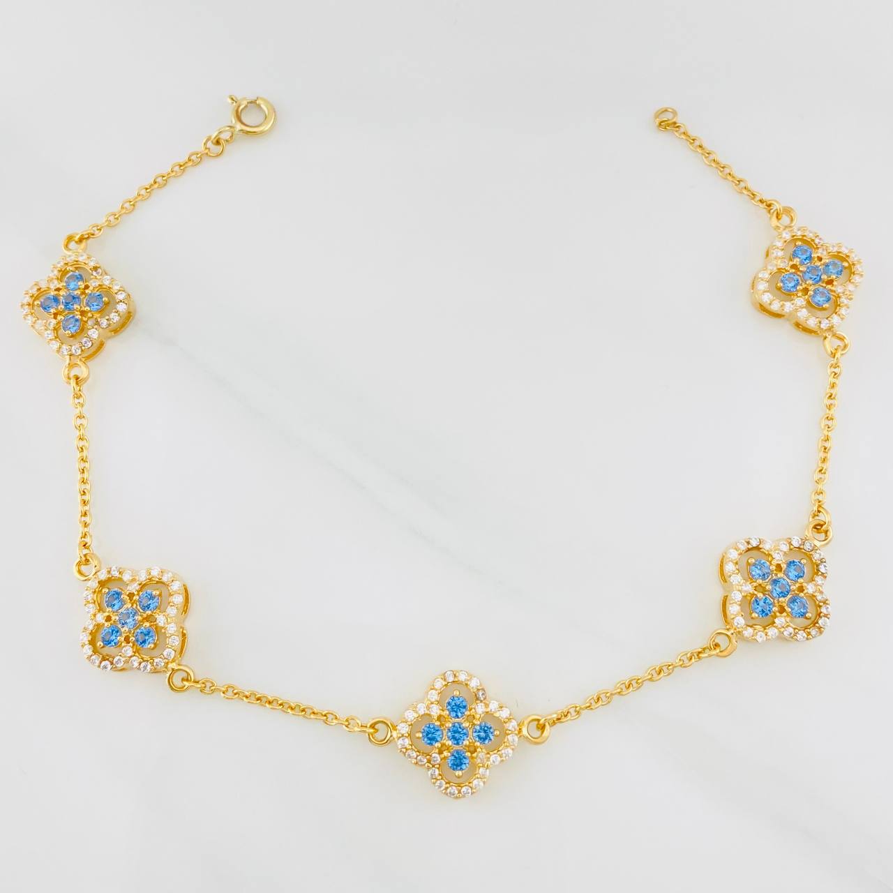 Pulso Trébol Aro Seguido 9.15g / 20.2cm / 1.53mm Oro Amarillo 18K