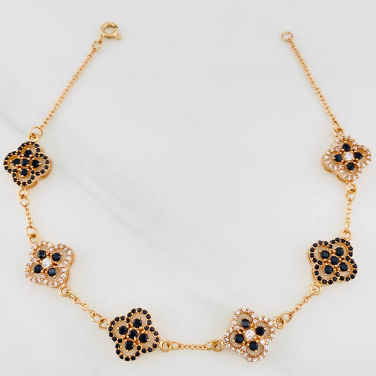Pulso Trébol Aro Seguido 9.6g / 21cm / 1.55mm Oro Rosa 18K