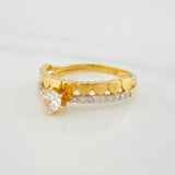 Anillo Solitario Corazones 2.45g / T6 1/4 Dos Oros Amarillo Blanco 18K
