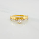 Anillo Solitario Corazones 2.35g / T6 Dos Oros Amarillo Blanco 18K