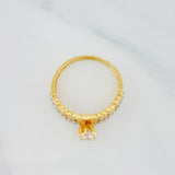 Anillo Solitario Corazones 2.35g / T6 Dos Oros Amarillo Blanco 18K