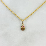 Cadena Lazo 0.95gr / 50cm + Dije Manzana Circon Fucsia 0.3gr / 1.4cm Oro Amarillo (Oferta)