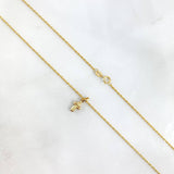 Cadena Lazo 0.95gr / 50cm + Dije Cruz Rayada 0.25gr / 1.2cm Oro Amarillo (Oferta)