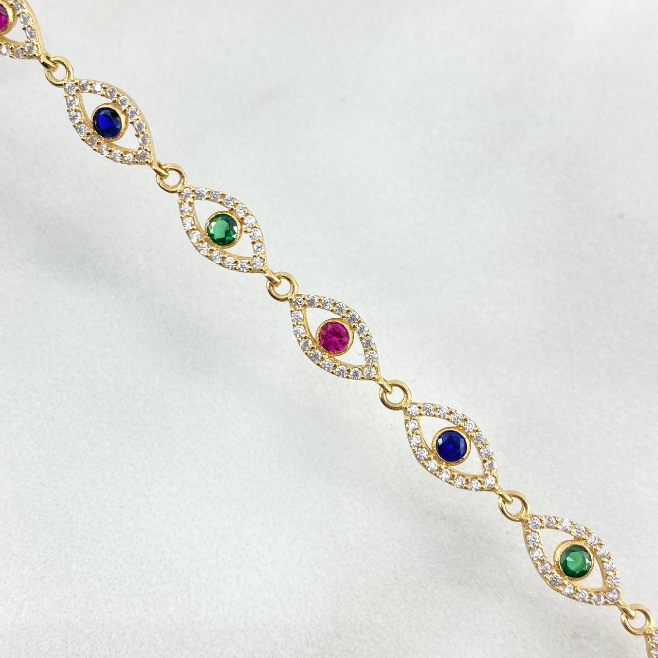 Pulso Ojos Místicos 5.15gr / 18.5cm / 5.5mm Circones de Colores Oro Amarillo *