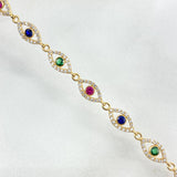 Pulso Ojos Místicos 5.15gr / 18.5cm / 5.5mm Circones de Colores Oro Amarillo *