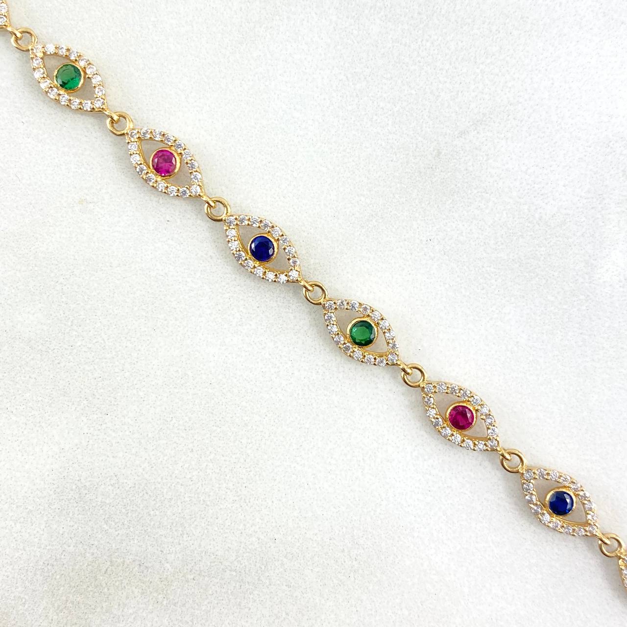 Pulso Ojos Místicos 5.15gr / 18.5cm / 5.5mm Circones de Colores Oro Amarillo *