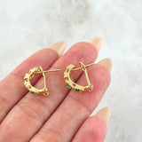 Candongas Puntos Cruzados Esmeraldas 16pts 3.6gr / 1.5cm / Oro Amarillo 18K *