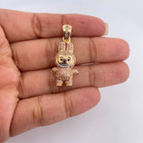 Dije Conejo Sonriente 6.15gr / 3.5cm / Dos Oros Amarillo Blanco 18K &