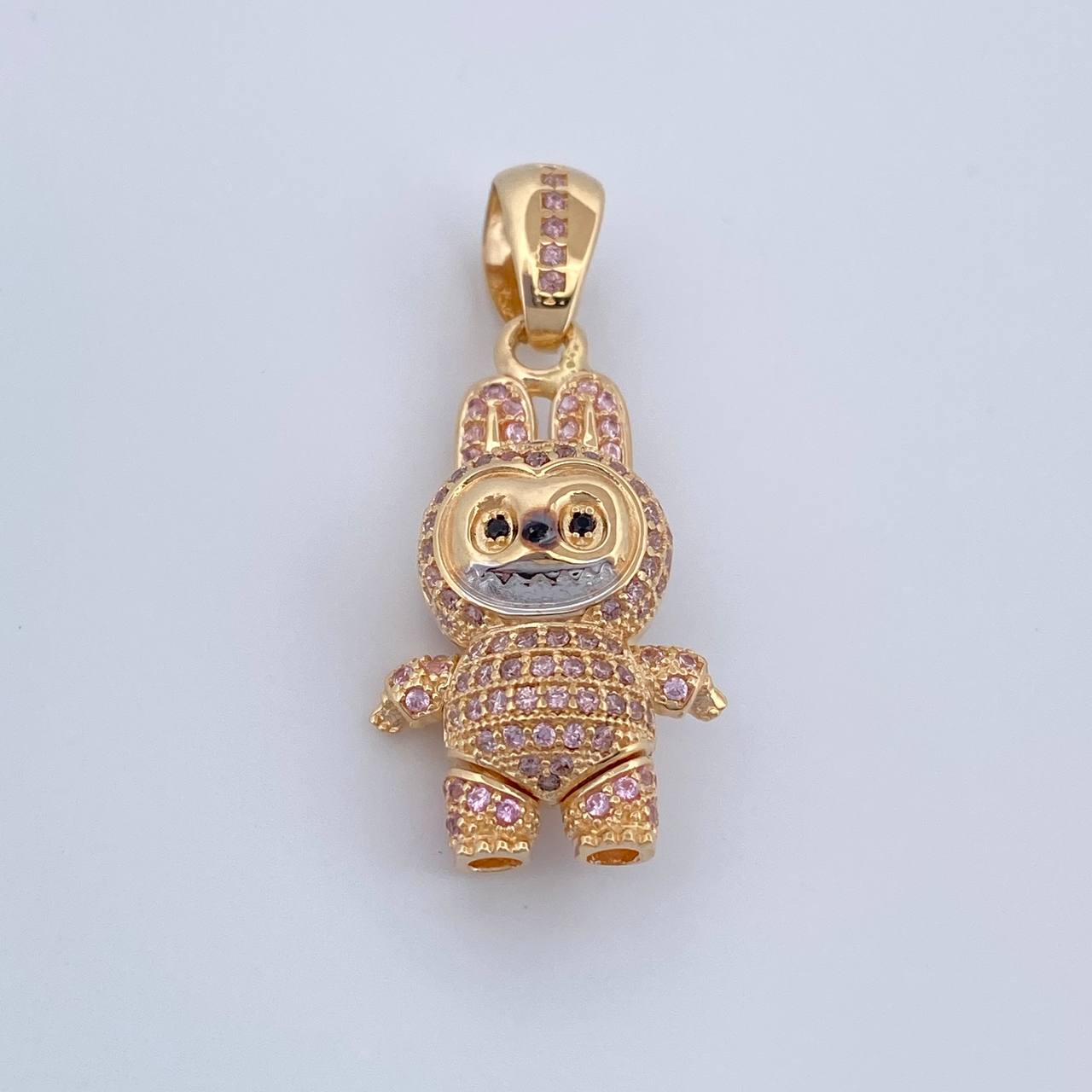 Dije Conejo Sonriente 6.15gr / 3.5cm / Dos Oros Amarillo Blanco 18K &