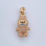 Dije Conejo Sonriente 6.15gr / 3.5cm / Dos Oros Amarillo Blanco 18K &