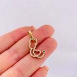 Dije Estetoscopio 2.3gr / 2.8cm / Circones Blancos Verdes Oro Amarillo 18K