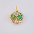Dije Hongo Animado 2.3gr / 2cm / Circones Blancos Verdes Oro Amarillo 18K