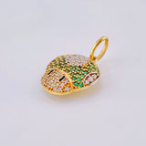 Dije Hongo Animado 2.3gr / 2cm / Circones Blancos Verdes Oro Amarillo 18K