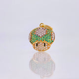 Dije Hongo Animado 2.3gr / 2cm / Circones Blancos Verdes Oro Amarillo 18K