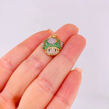 Dije Hongo Animado 2.3gr / 2cm / Circones Blancos Verdes Oro Amarillo 18K