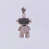 Dije Astronauta 11.25gr / 3.8cm / Circones Blancos-Negros Oro Blanco *