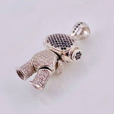 Dije Astronauta 11.25gr / 3.8cm / Circones Blancos-Negros Oro Blanco *