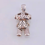 Dije Astronauta 11.25gr / 3.8cm / Circones Blancos-Negros Oro Blanco *