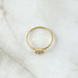 Anillo Flor Nueve Petalos 1.45gr / T5 3/4 / Circones Blancos Oro Amarillo 18K