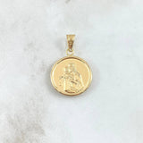 Dije Sagrado Corazón De Jesus - Virgen del Carmen 2.2gr / 3cm / Circulo Mate Troquelado Oro Amarillo 18K