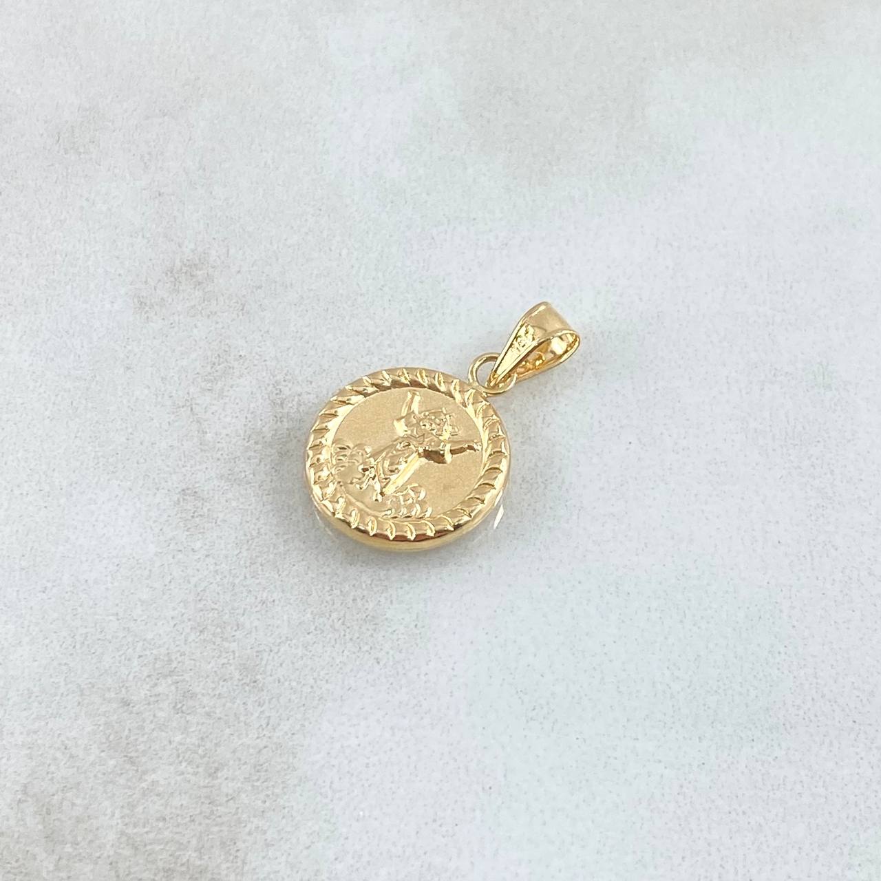 Dije Divino Niño 0.7gr / 2cm / Circulo Bordeado Oro Amarillo 18K