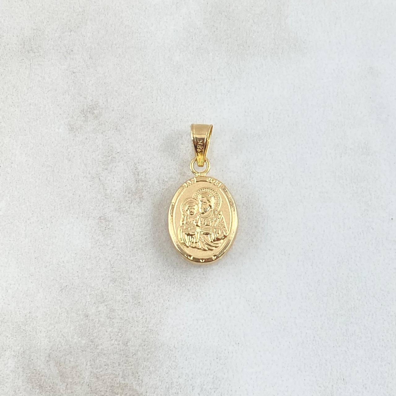 Dije San José 0.65gr / 2cm / Ovalo Cargador Liso Oro Amarillo 18K