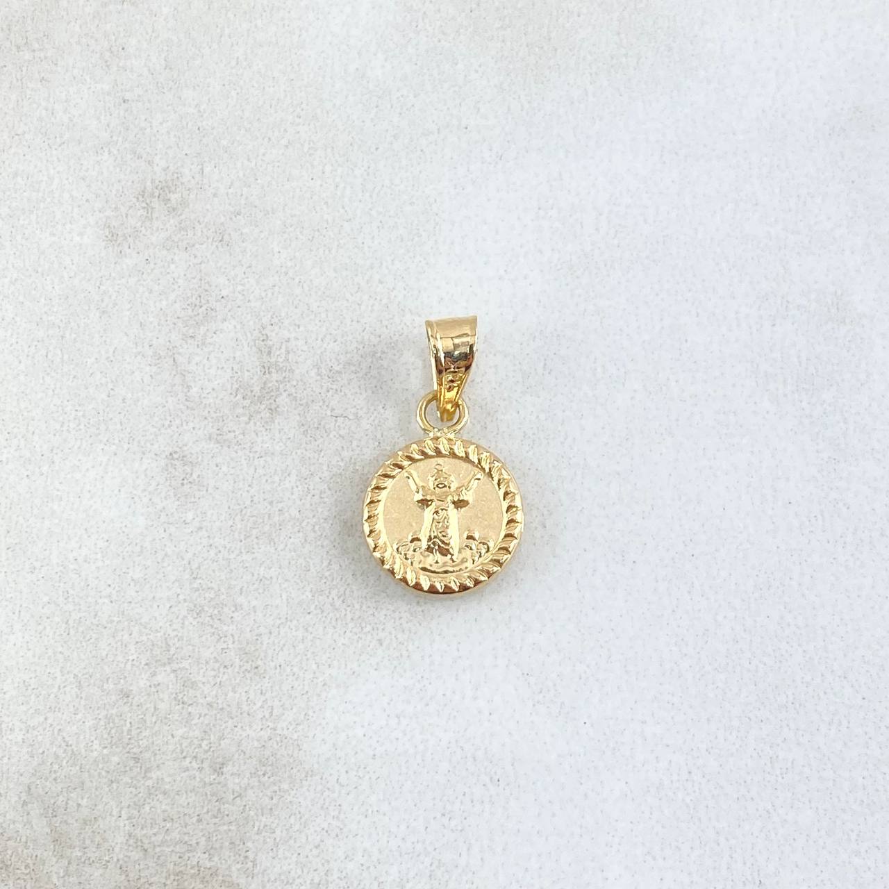 Dije Divino Niño 0.45gr / 1.5cm / Circulo Bordeado Oro Amarillo 18K