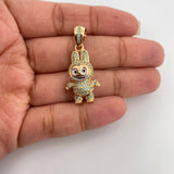 Dije Conejo Sonriente 6.05gr / 3.4cm / Dos Oros Amarillo Blanco 18K $