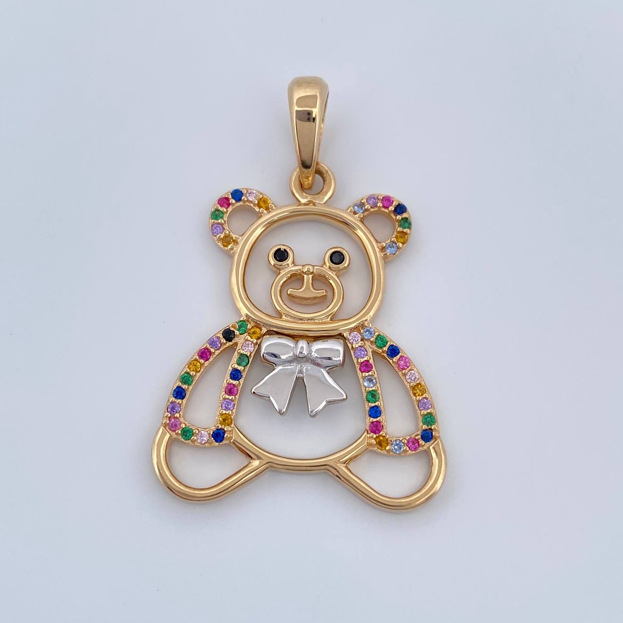 Dije Cilueta Oso 5.5gr / 3.5cm / Dos Oros Amarillo Blanco 18K %