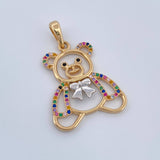 Dije Cilueta Oso 5.5gr / 3.5cm / Dos Oros Amarillo Blanco 18K %