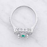 Anillo Flor Esmeralda 10pts 1.85g / T7 Plata 925
