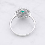 Anillo Flor Esmeralda 10pts 1.85g / T7 Plata 925