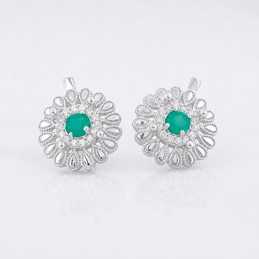 Topos Flor Esmeralda 32pts 2.85g / 12.6mm Plata 925