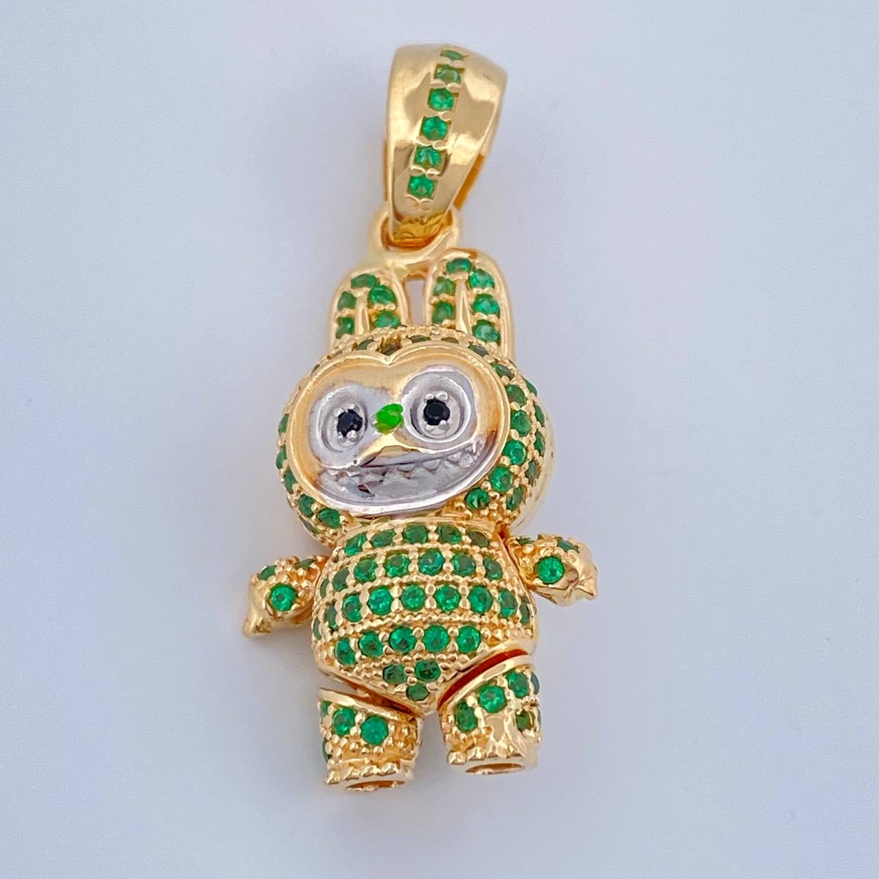 Dije Conejo Sonriente 6gr / 3.4cm / Dos Oros Amarillo Blanco 18K $