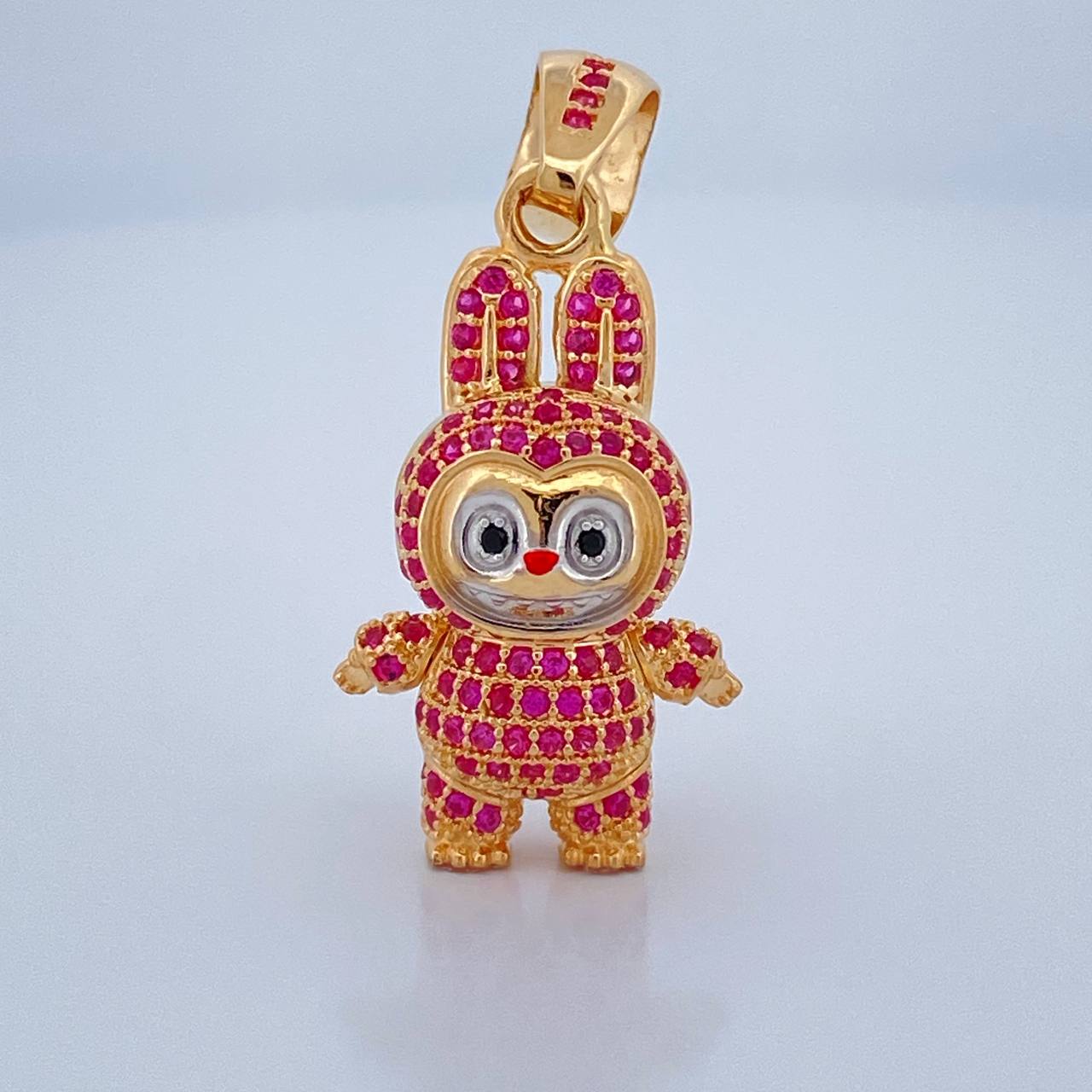 Dije Conejo Sonriente 6.05gr / 3.4cm / Dos Oros Amarillo Blanco 18K $