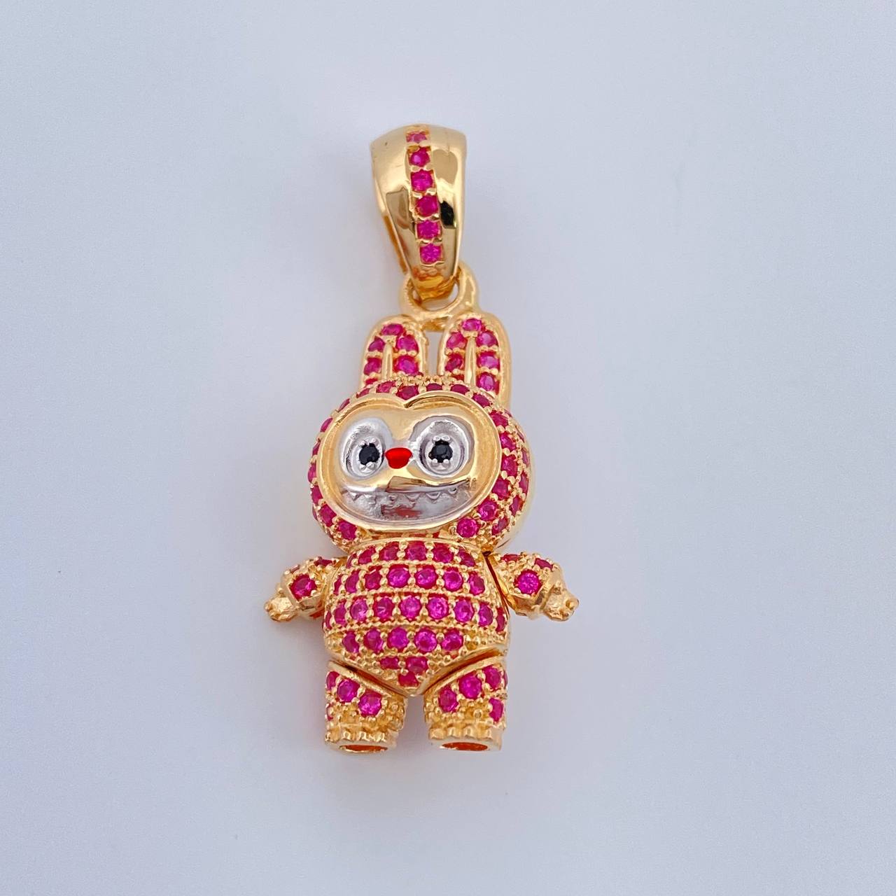 Dije Conejo Sonriente 6.05gr / 3.4cm / Dos Oros Amarillo Blanco 18K $