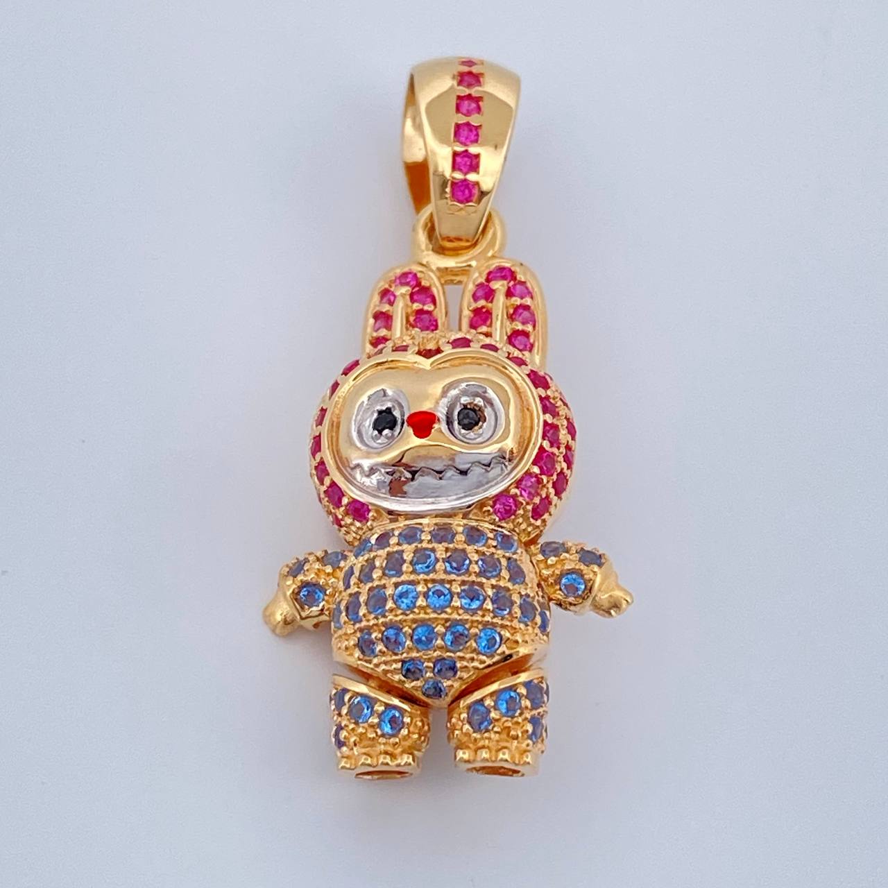 Dije Conejo Sonriente 5.95gr / 3.4cm / Dos Oros Amarillo Blanco 18K $