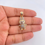 Dije Conejo Sonriente 5.9gr / 3.4cm / Dos Oros Amarillo Blanco 18K $