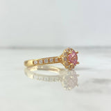 Anillo Solitario Halo 4.35gr / T5 3/4 / Circones Blancos-Rosa Oro Amarillo