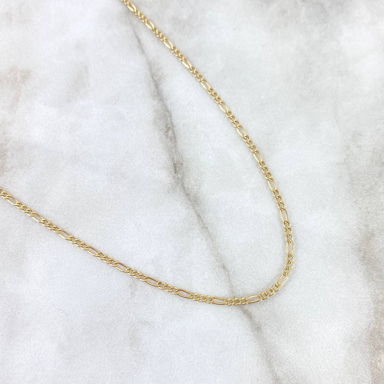 Cadena Figaro 1.2gr / 50cm / 2mm Oro Amarillo +1
