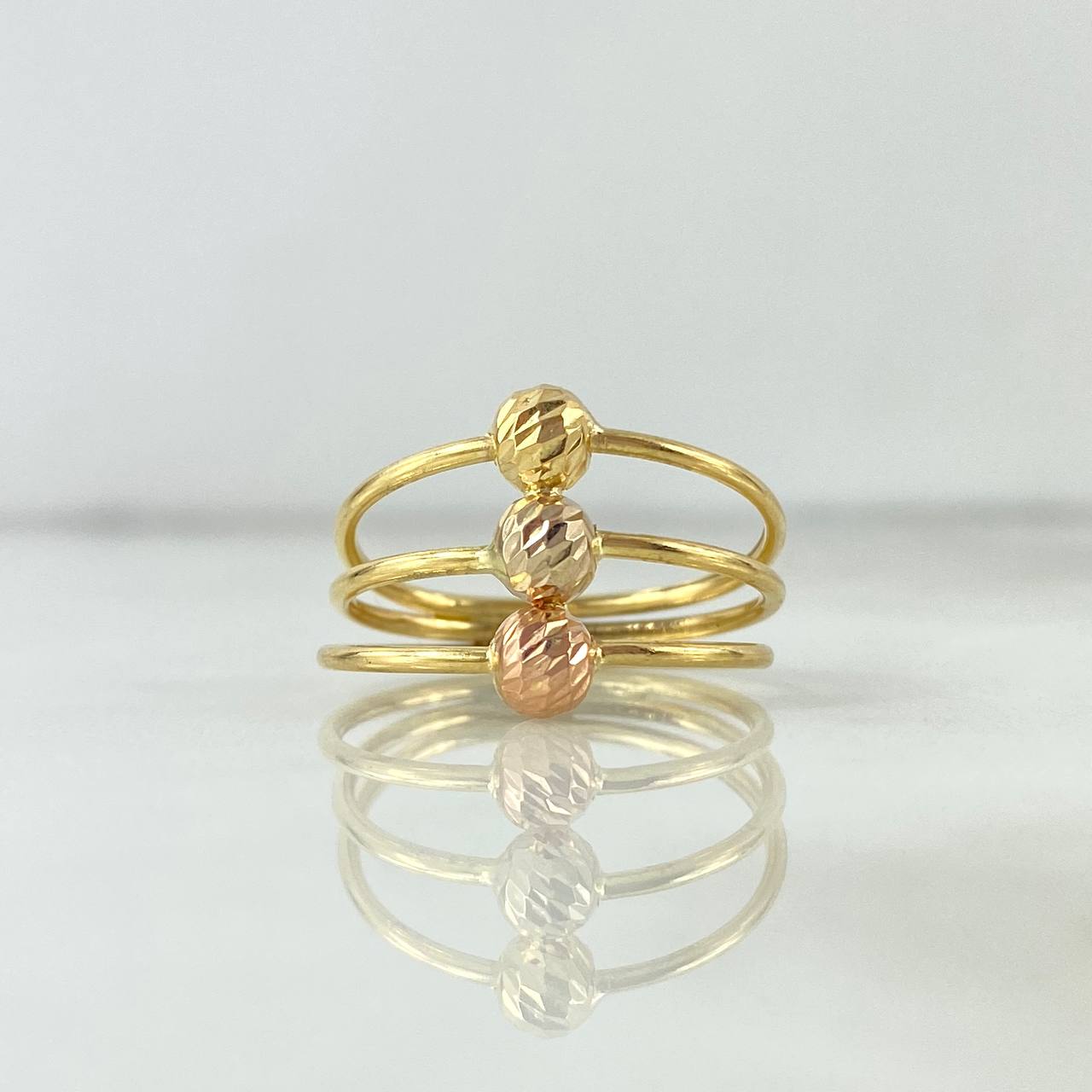 Anillo Tres Aros 1.95gr / T6 / 5mm Bolas Diamantadas Tres Oros