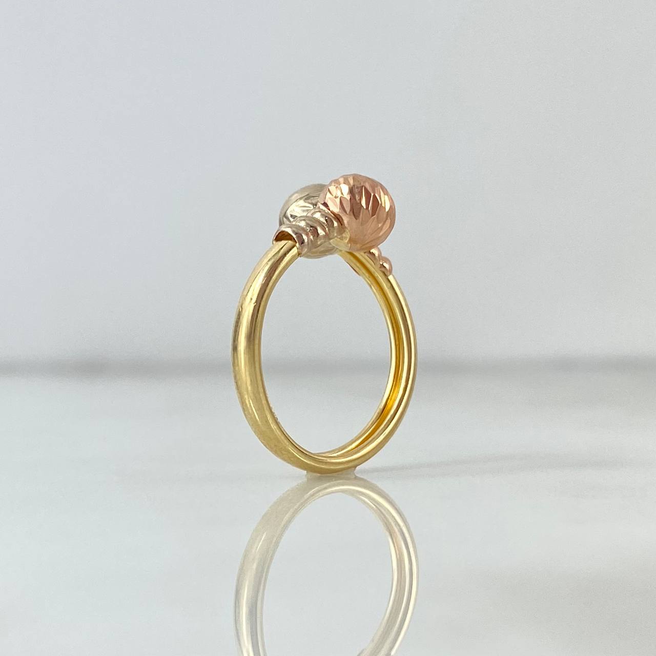 Anillo Tu y Yo 1.75gr / T6 / 6mm Bolas Diamantadas Tres Oros