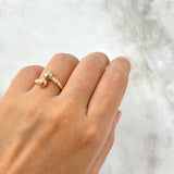 Anillo Tu y Yo 1.65gr / T5 3/4 / 6mm Bolas Diamantadas Tres Oros