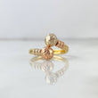Anillo Tu y Yo 1.65gr / T5 3/4 / 6mm Bolas Diamantadas Tres Oros