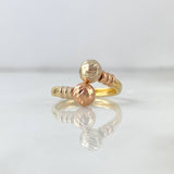 Anillo Tu y Yo 1.65gr / T5 3/4 / 6mm Bolas Diamantadas Tres Oros