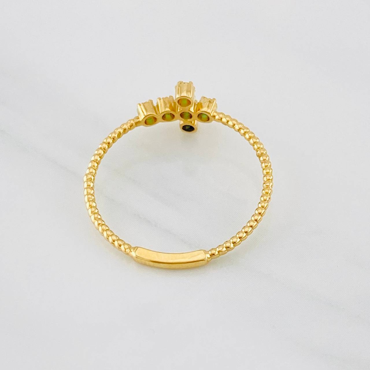 Anillo Cruz Esmeraldas 0.11pts 1.25g / T7 1/4 Oro Amarillo 18K