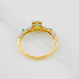 Anillo Halo Cuadrado Esmeraldas 0.18pts Diamantes 20pts 1.65g / T6 1/2 Dos Oros Amarillo Blanco 18K